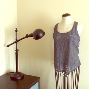 Eyeshadow M Grey Razor-Back Tank w/ beaded trim